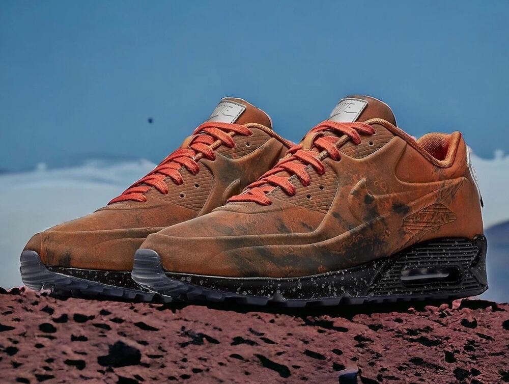 Nike Air Max 90 Mars Landing Stone Magma Orange Black Shoes New Womens Size 6